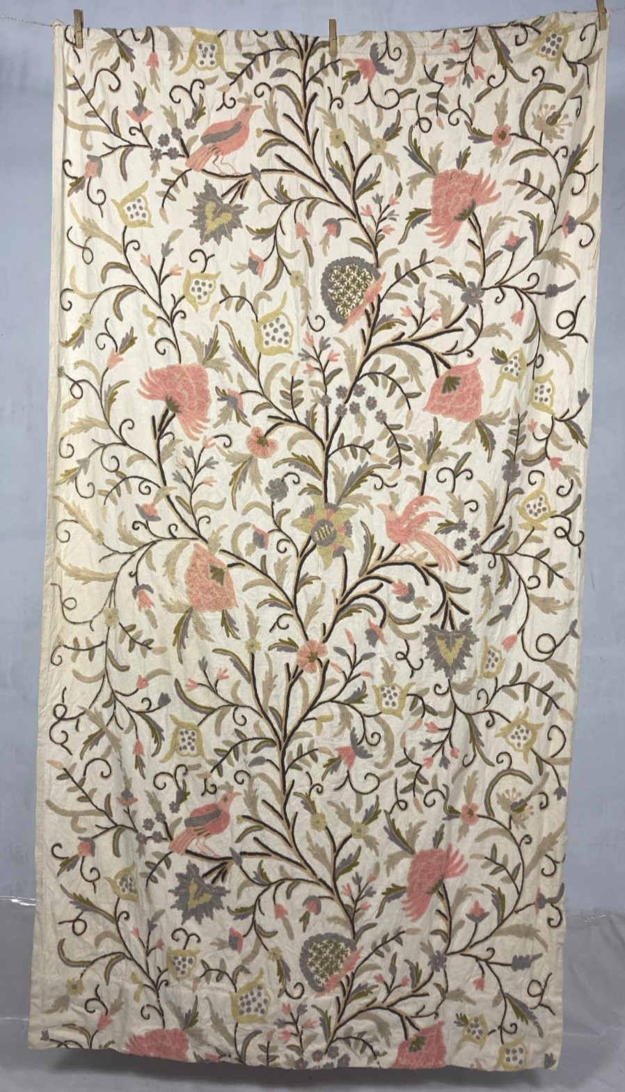 Vintage Artisan Crewel Embroidery Floral Wall Hanging Panel Home Decor 203x122cm
