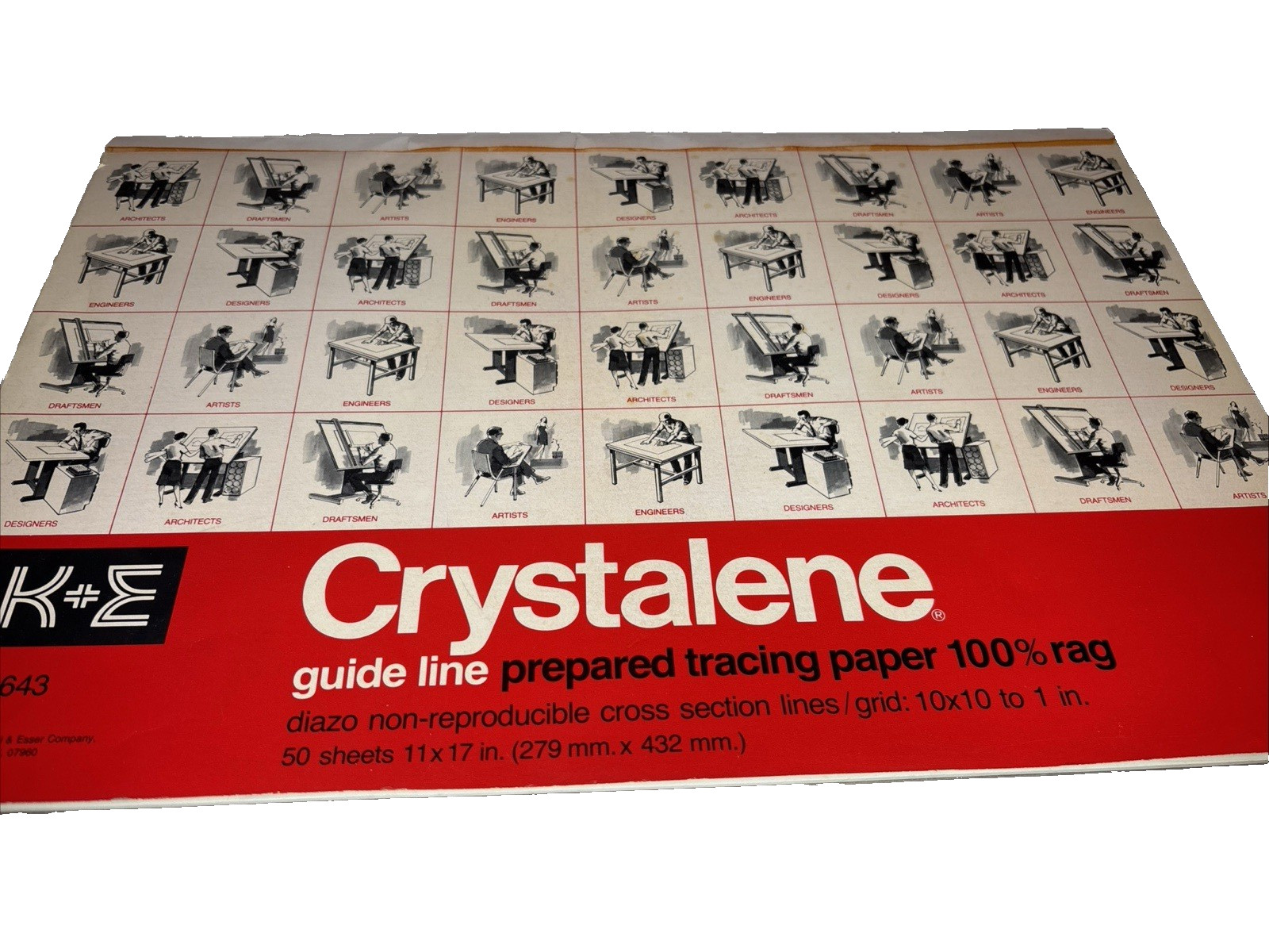 Vintage 1980 Keuffel & Esser Crystalene Tracing Paper 11x17 43 Sheets K&E 109643