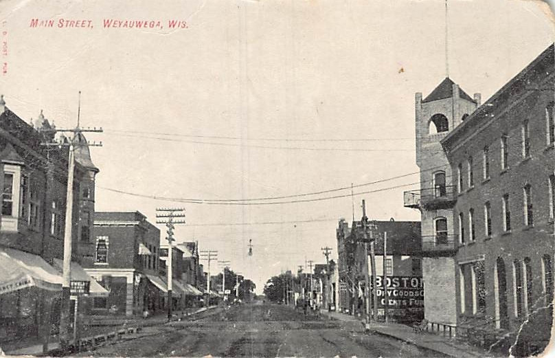 Postcard WI: Main Street, Weyauwega, Wisconsin, DB Posted 1907