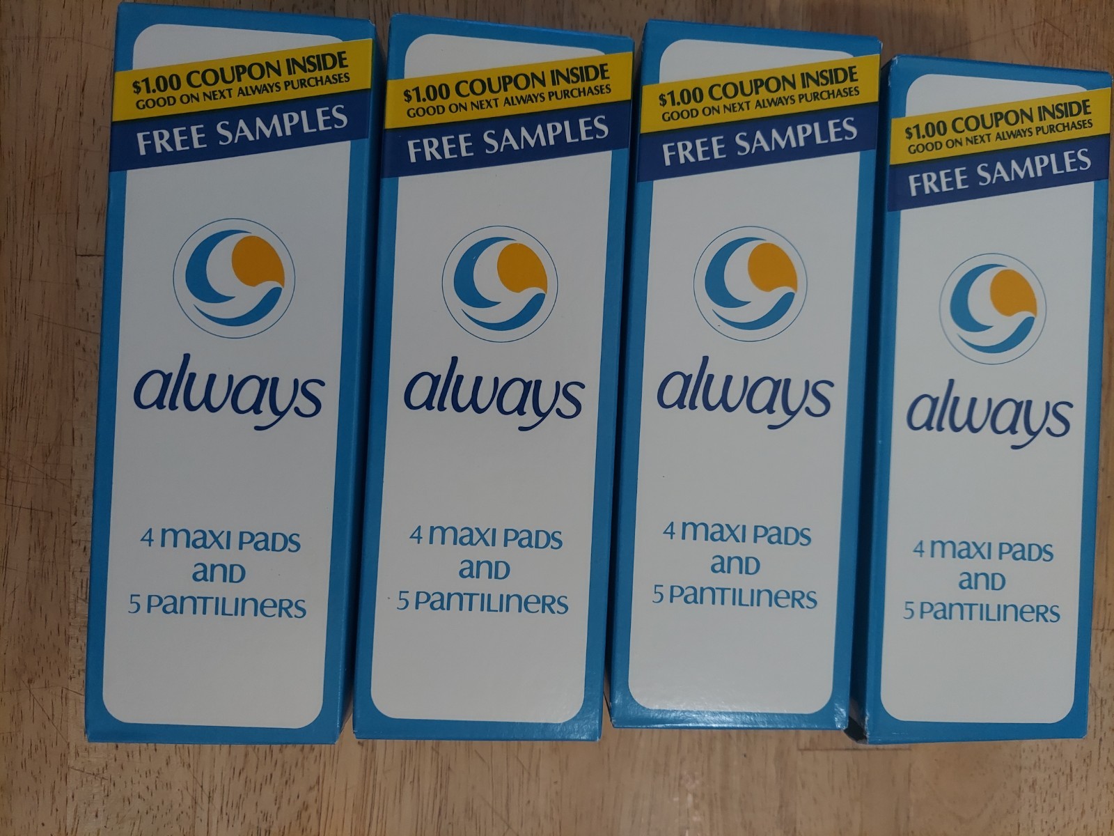 Lot Of 4 1982 Always Maxi Pads Pantiliners Sample Box Procter & Gamble Prop