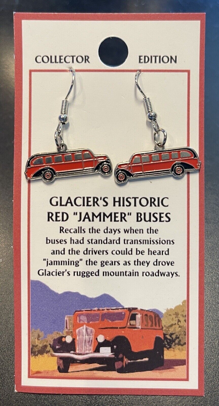 Glacier National Park Red Bus Earrings “Jammer Bus” Montana