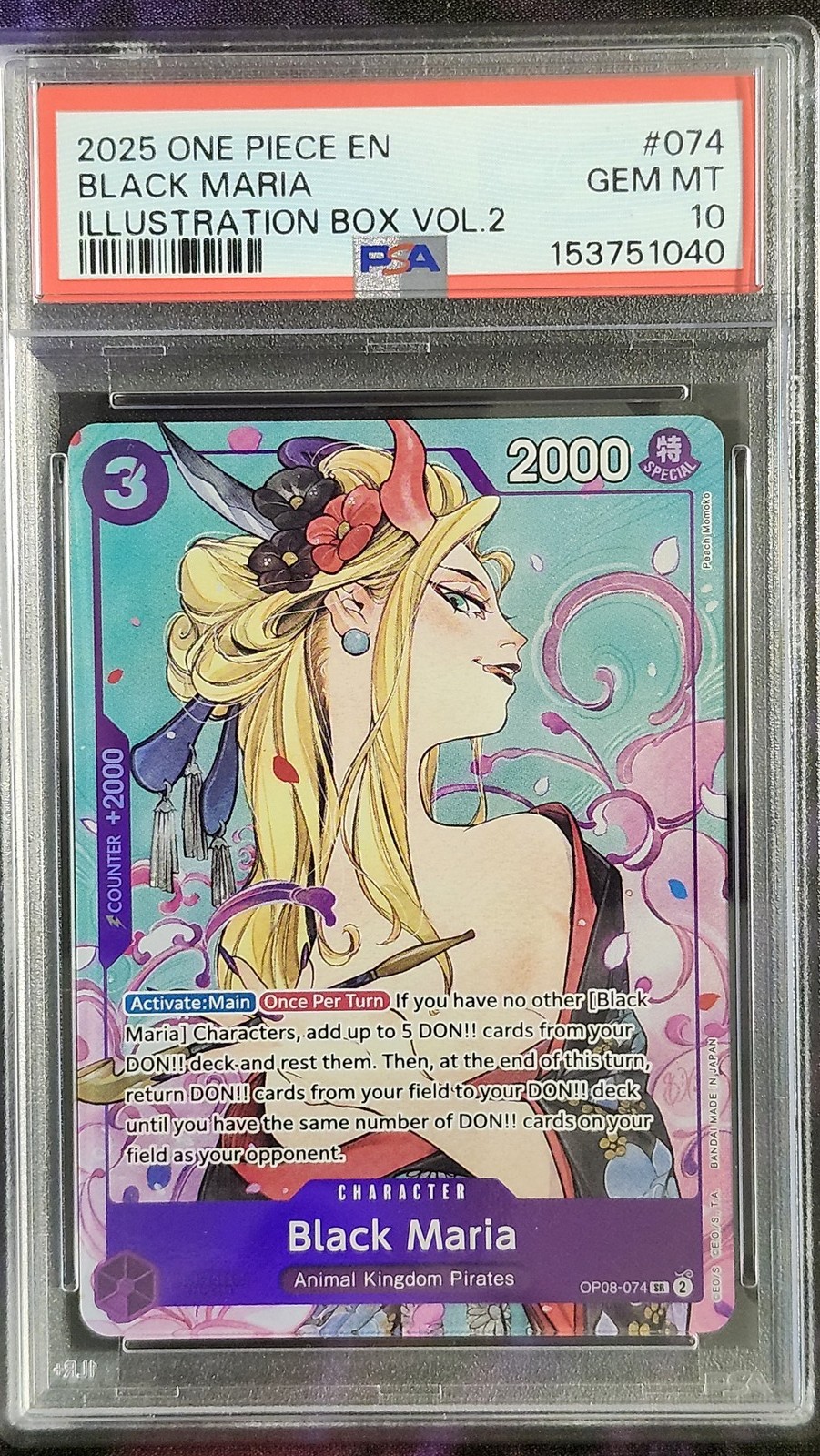 One Piece Black Maria OP08-074 PSA 10 Illustration Box Vol 2