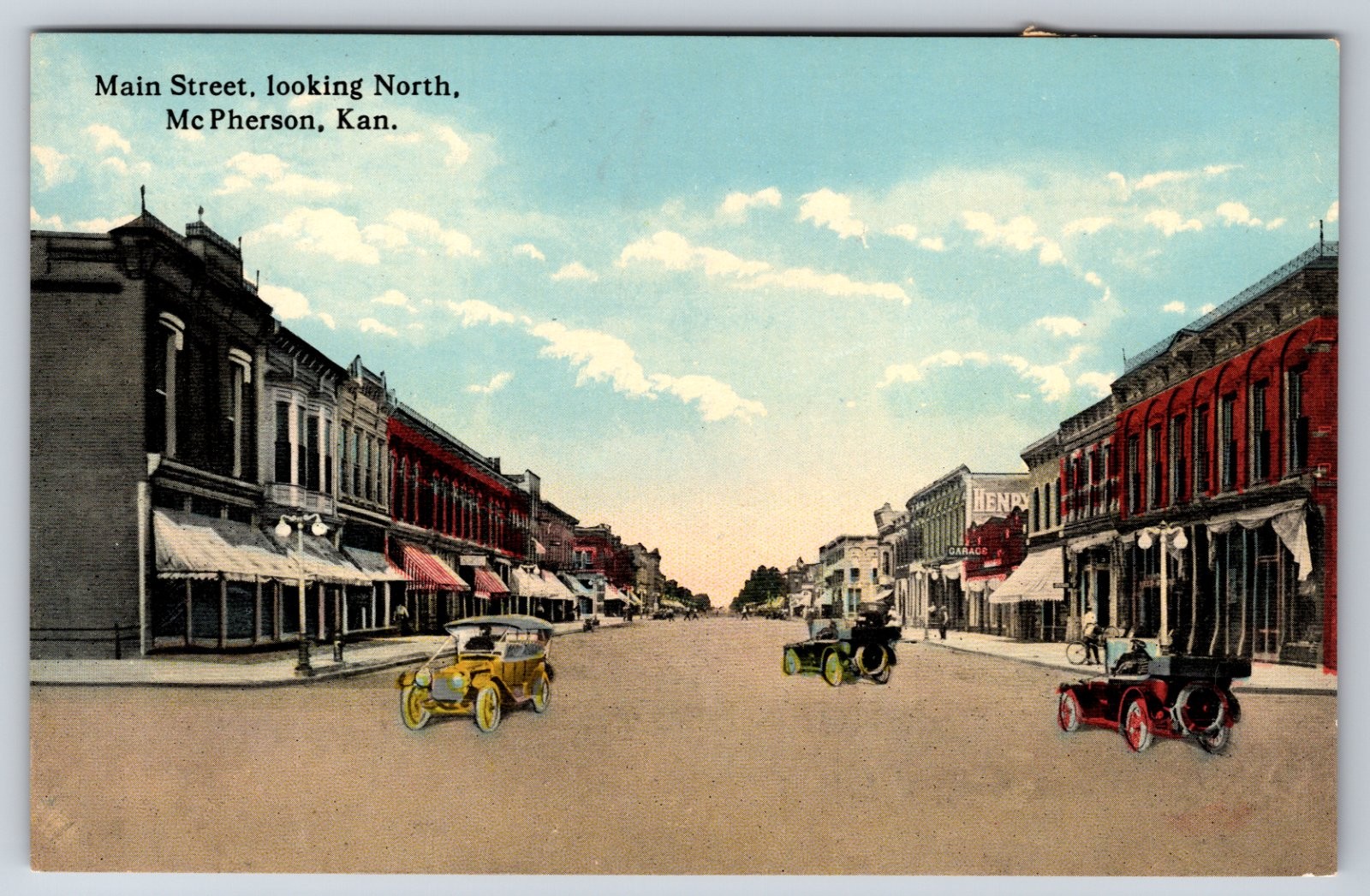 McPherson Kansas Main Street Looking North Automobile Cars Postcard McPherson Kansas Main Street Looking North Automobile Cars Postcard