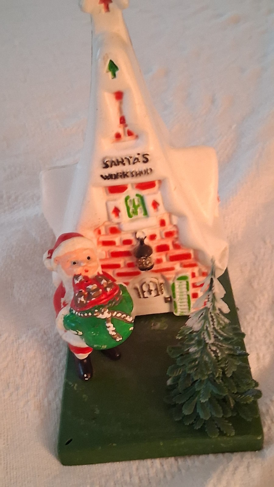 Vintage Florabelle Flowers Plastic Santa's Workshop Tabletop Blowmold