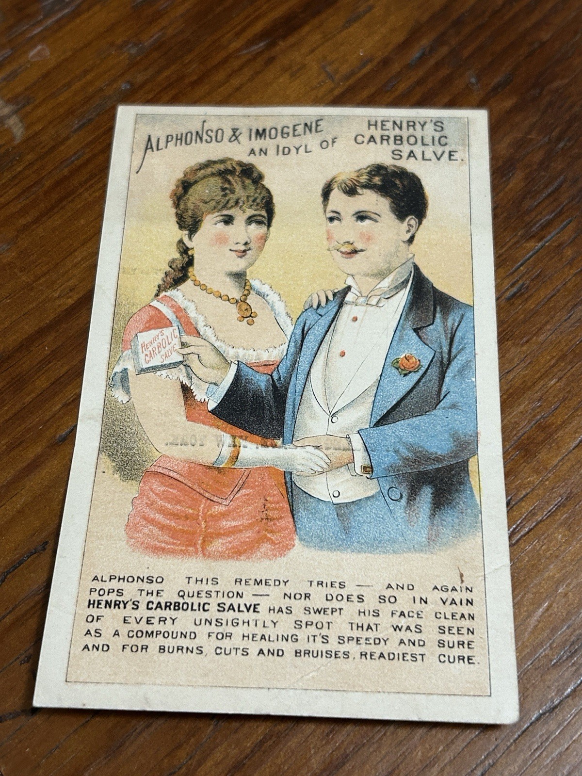 FOLDING Trade Card Henry's Carbolic Salve New York Quack Medicine-1G FOLDING Trade Card Henry's Carbolic Salve New York Quack Medicine-1G