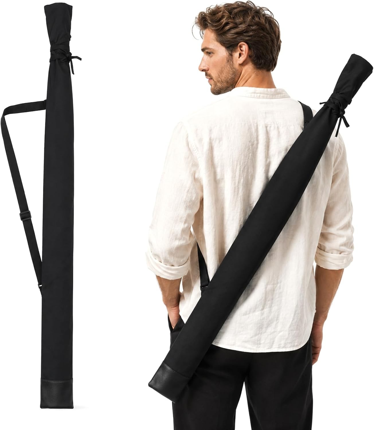Katana Sword Bag 52.8 Inch with PU Leather Base Adjustable Shoulder Strap Katana Sword Bag 52.8 Inch with PU Leather Base Adjustable Shoulder Strap