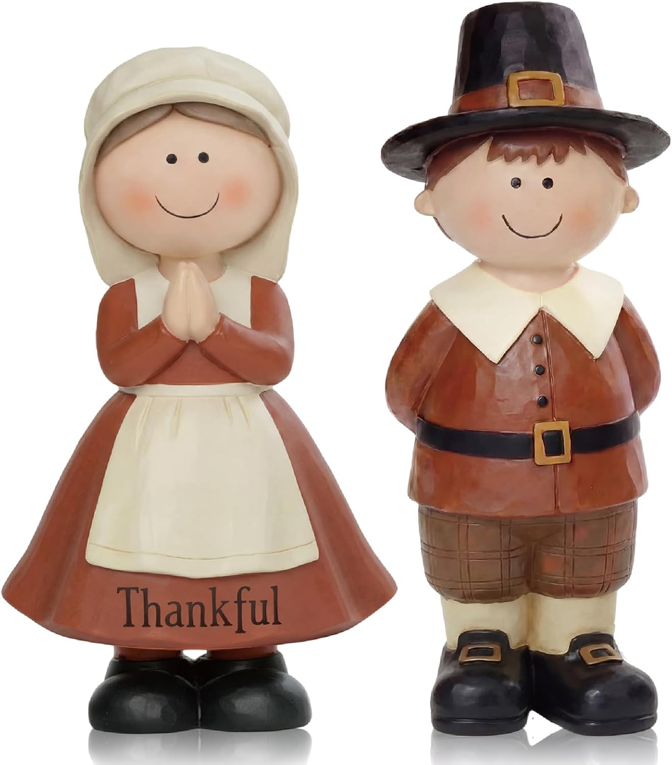 2 Pcs Thanksgiving Pilgrim Figurines Wooden Pilgrim Table Decoration Small St...