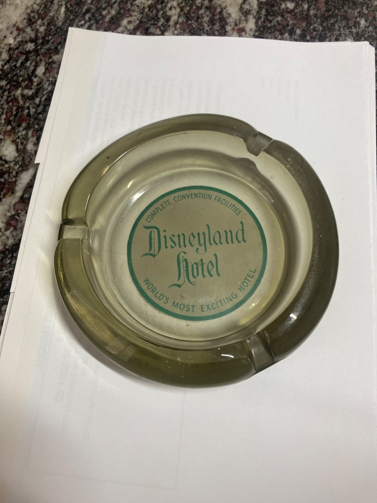 Vintage Disneyland Hotel Glass Ashtray  Disney Convention Facilities