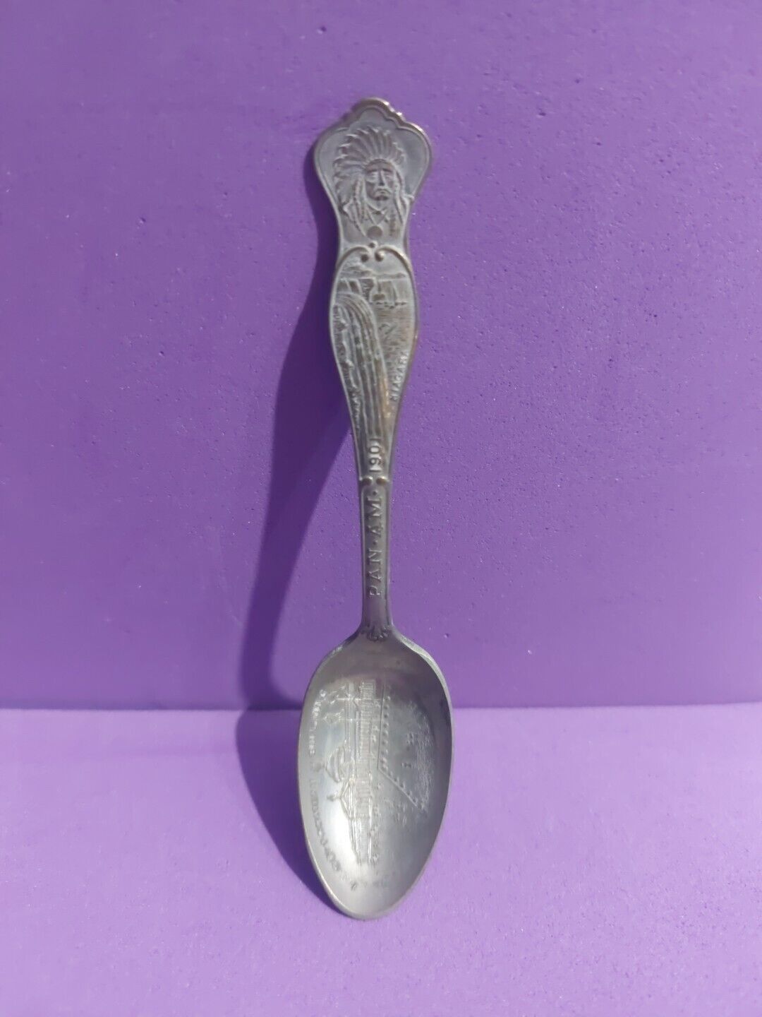 Vintage 1901 PAN AM Worlds Fair NY BUFFALO Collectible Silver Spoon  