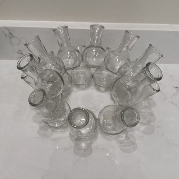 Vintage Bud Vase Cluster 2 Tiers Flower Frog 16 Clear Glass Mini Vases Vintage Bud Vase Cluster 2 Tiers Flower Frog 16 Clear Glass Mini Vases