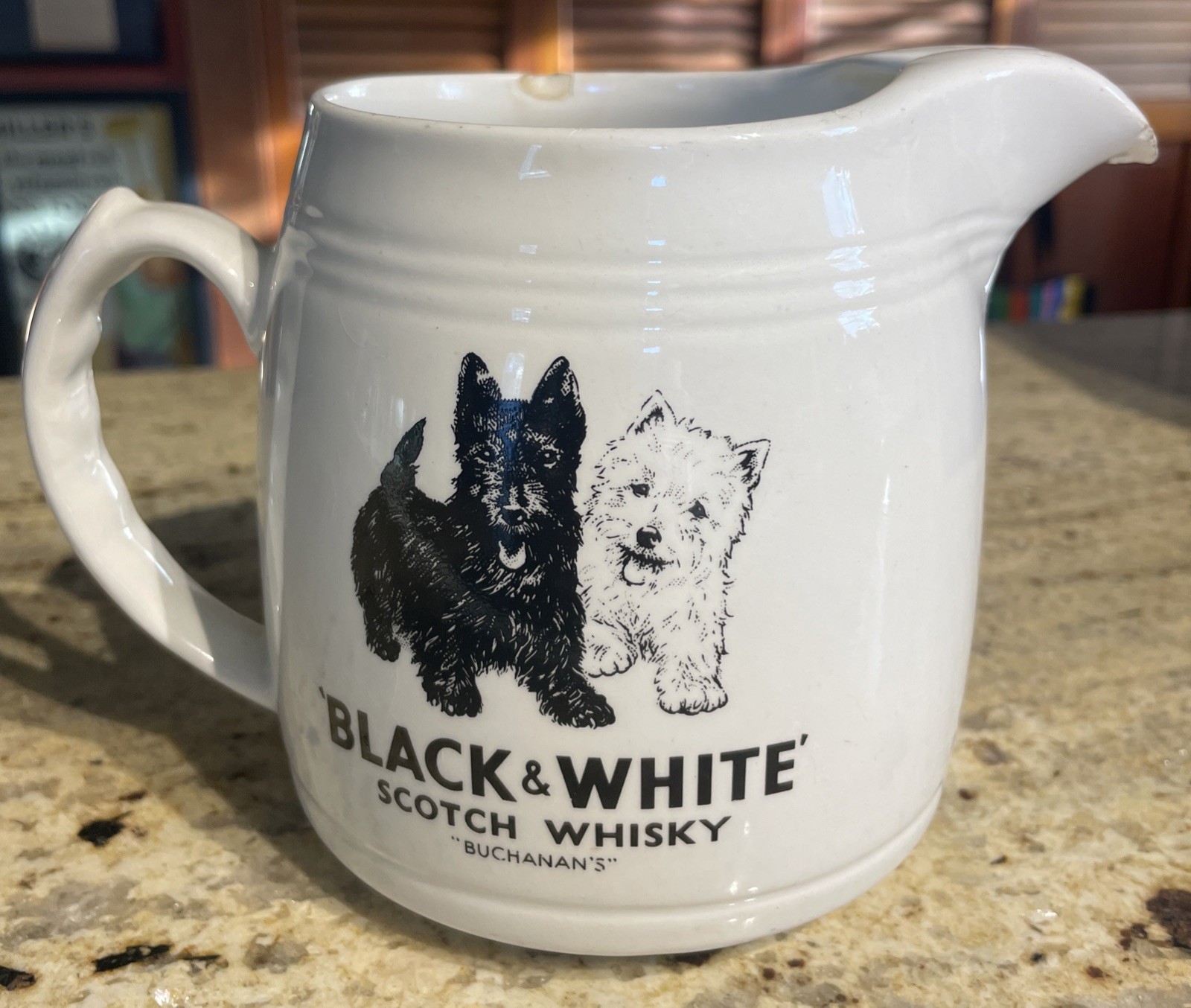 VTG Buchanan\'s Black & White Scotch Whisky Pitcher Jug Scottie Dogs Made In GB