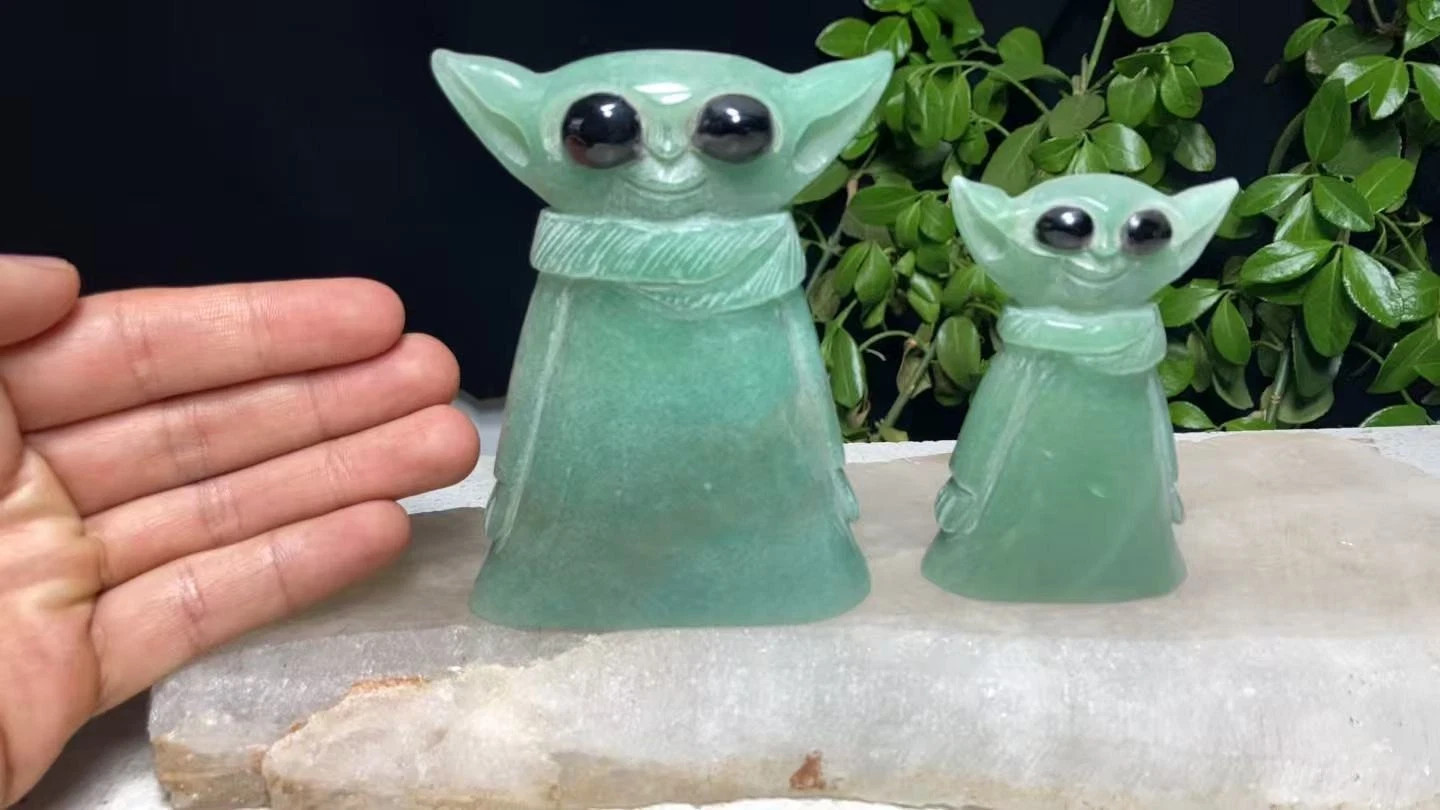 Share wholesales 2pcs 3.0\'\'~4.0\'\' natural green aventurine carved youd