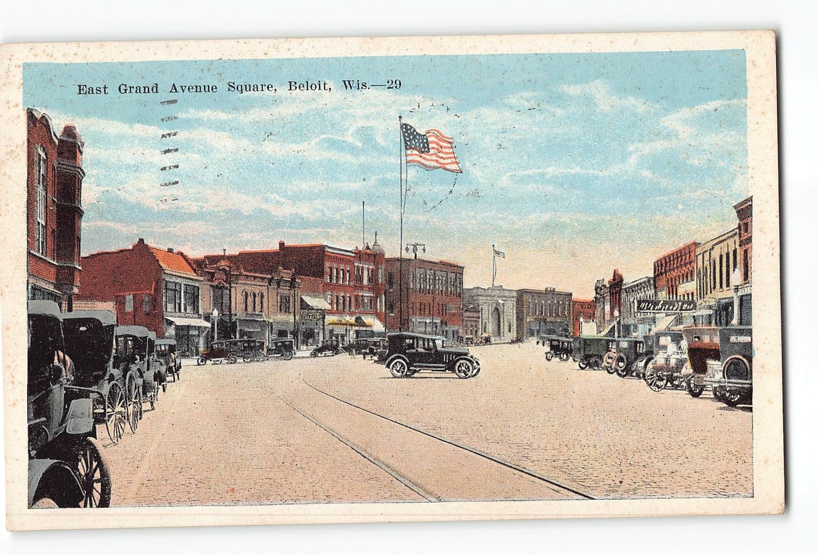 Beloit Wisconsin WI Postcard 1926 East Grand Avenue Square