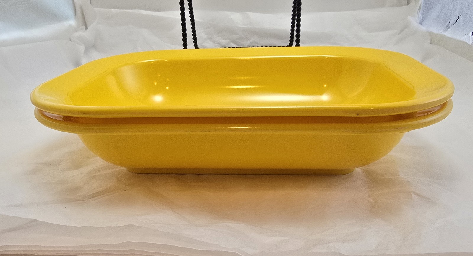 Vintage Texas Ware 119 Melamine Rectangular Bowls Set of 2 Yellow 10 x 7 1/2