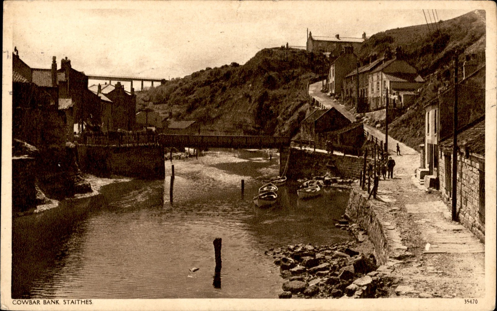 Vintage Cowbar Bank Staithes North Yorkshire England 1946 Fishing Village