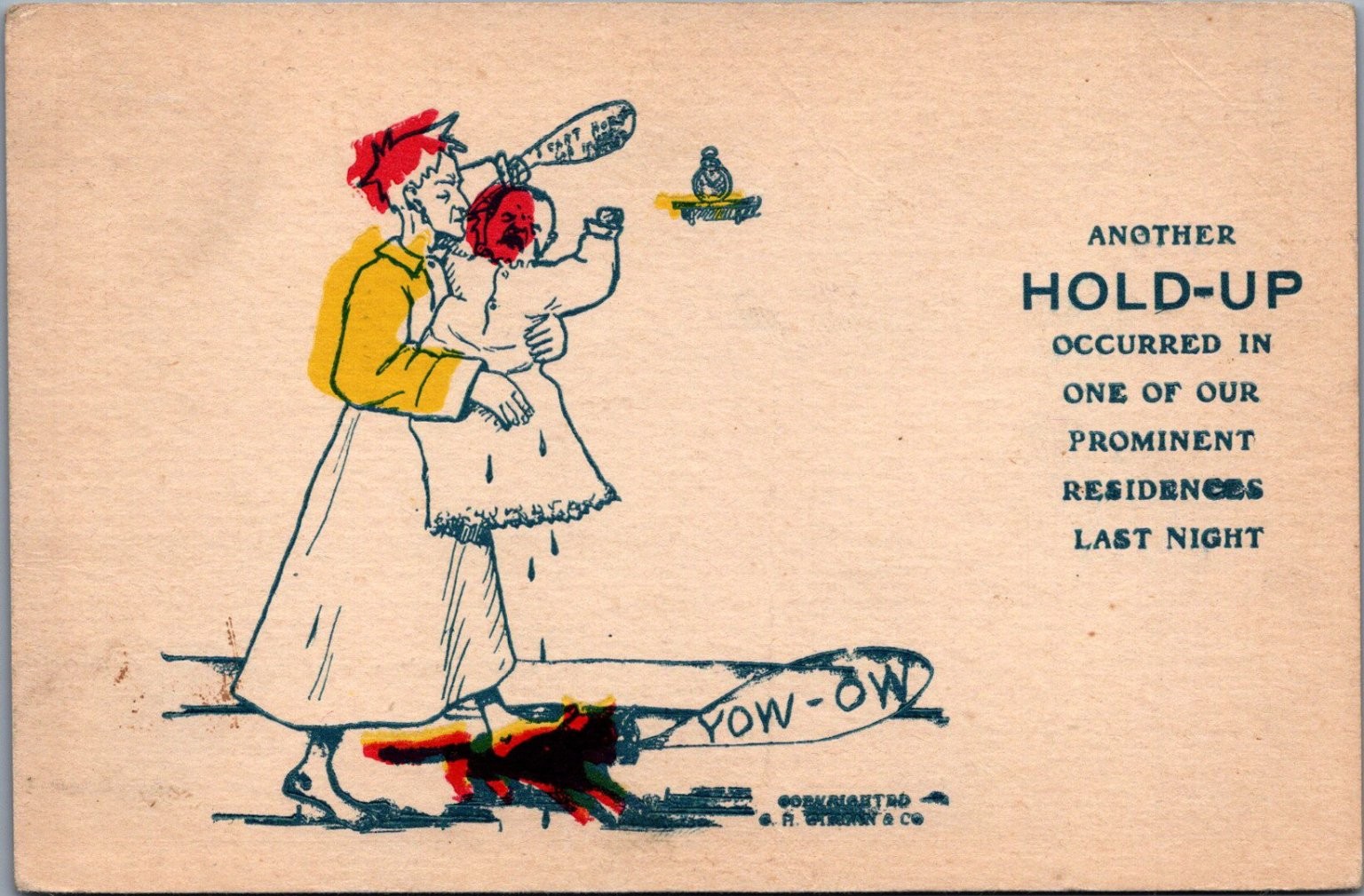 Humorous S. H. Kress & Co. Baby Hold-Up Cartoon Postcard Early 1900s Humorous S. H. Kress & Co. Baby Hold-Up Cartoon Postcard Early 1900s