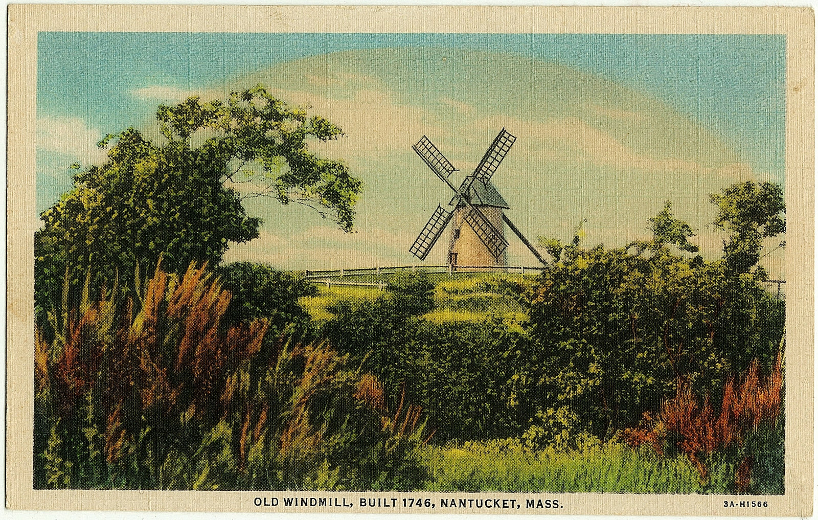 1930-1945 Nantucket Mass MA Postcard The Old Windmill Built 1746 Antique Old
