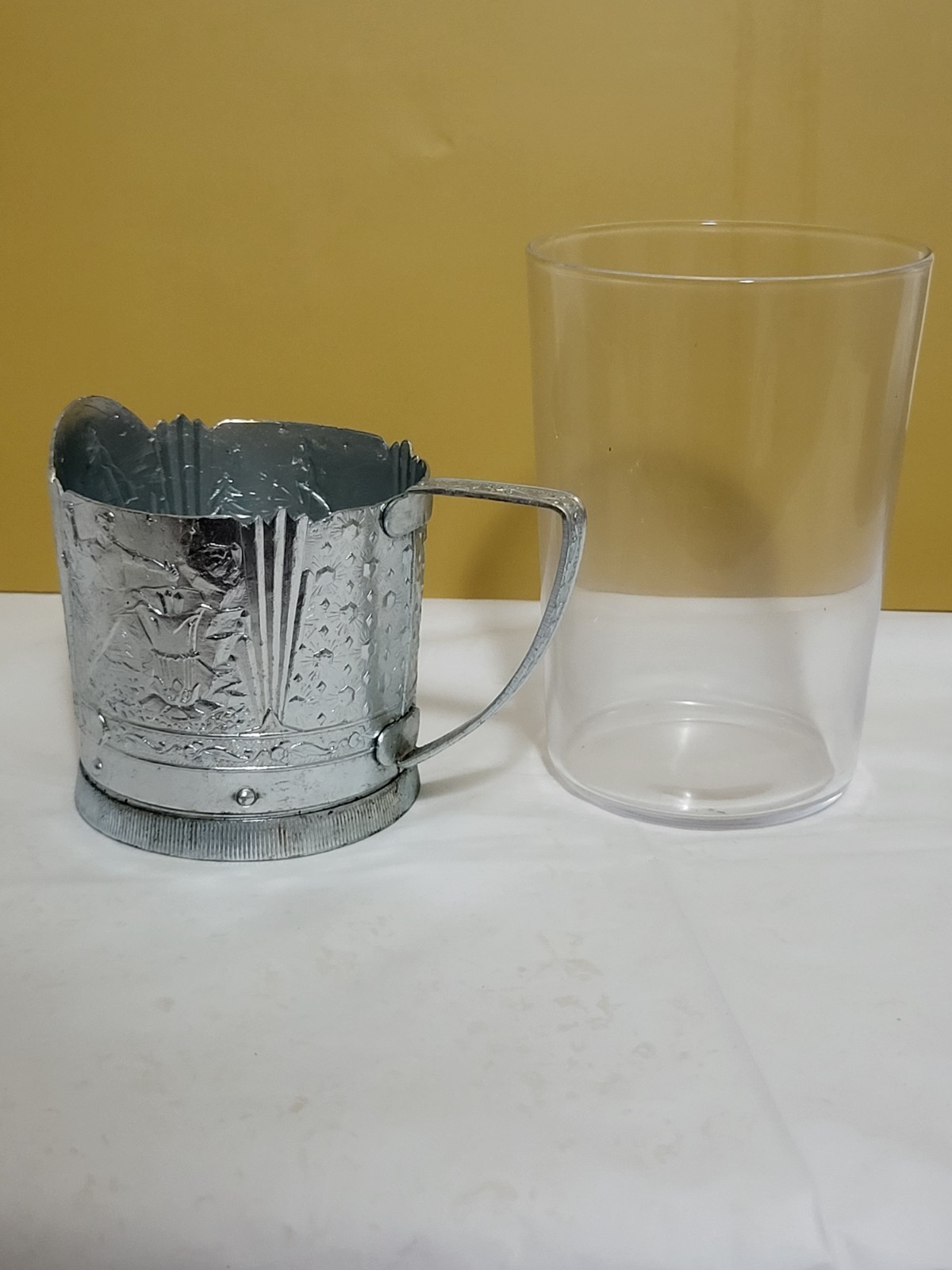 VTG rare 1965 PODSTAKANNIK Glass Tea Cup Holder“Warrior liberator” Melchior USSR