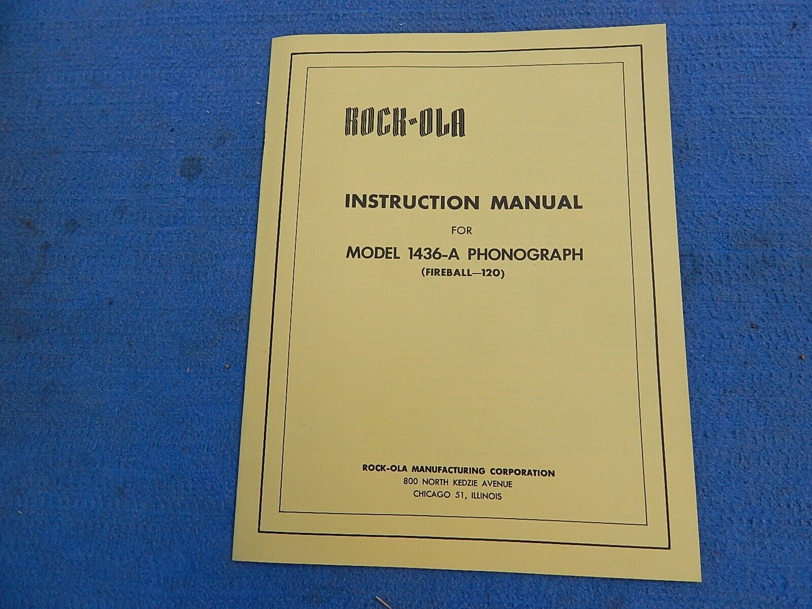 Rock-ola 1436-A Instruction Manual # 17302 - original from Patent Lawyer files