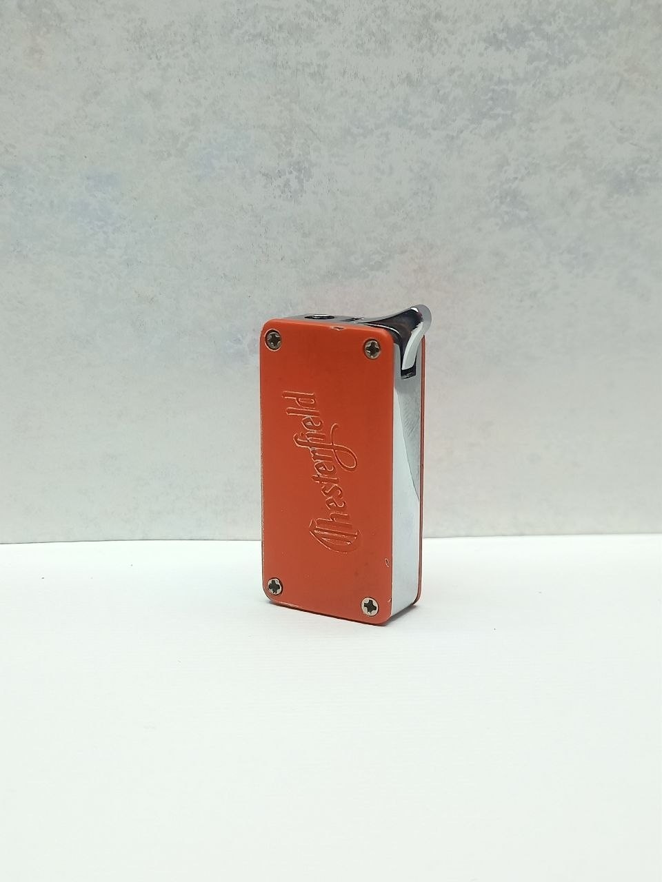 Vintage 1990s Chesterfield Mini Pocket Gas Lighter Metal Orange Working Conditio