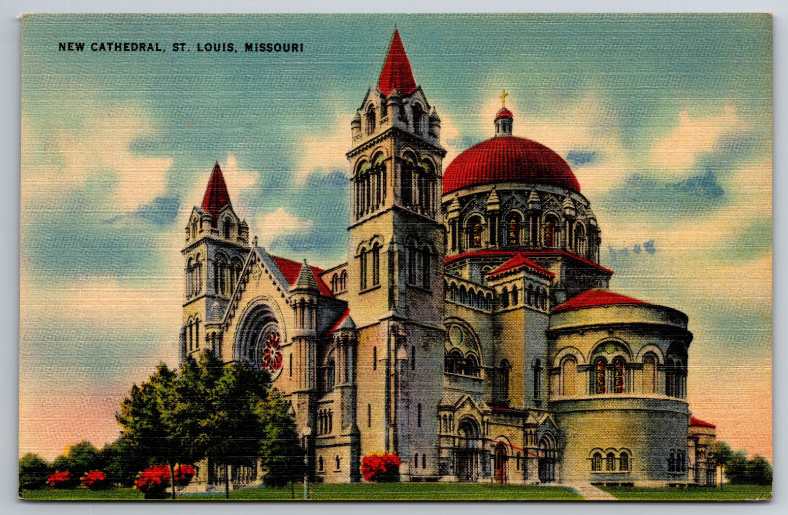 Vintage Postcard MO St Louis Cathedral Street View -3397