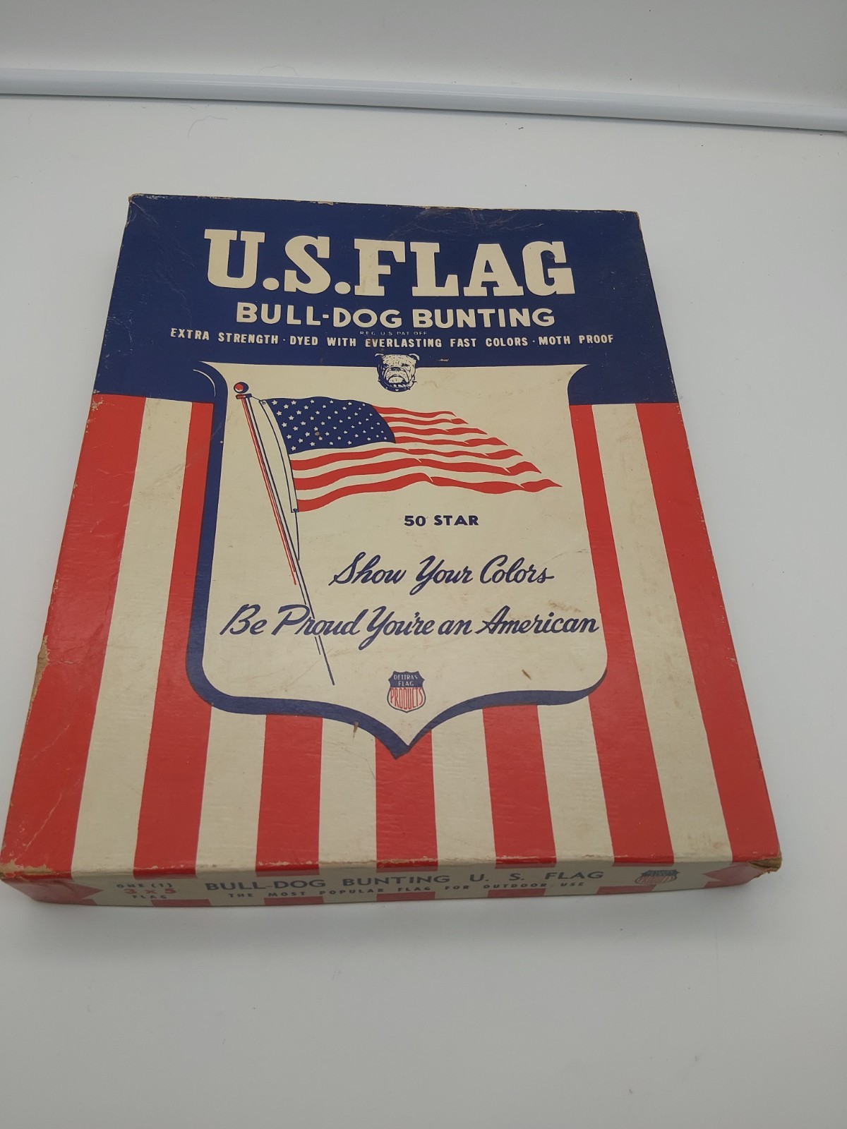 Dettra Bulldog U.S. American Flag 3x5' 50 Star Cotton Bunting Vintage NIB