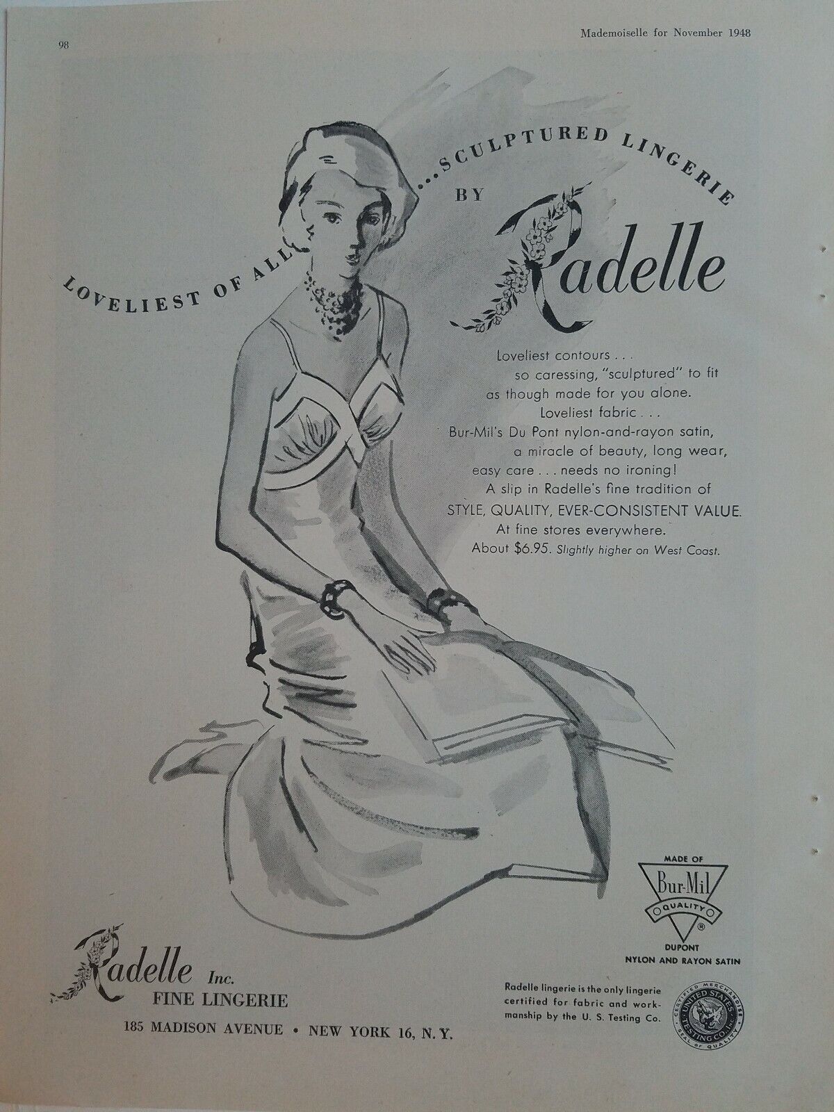 1948 Radelle womens slip lingerie vintage fashion ad