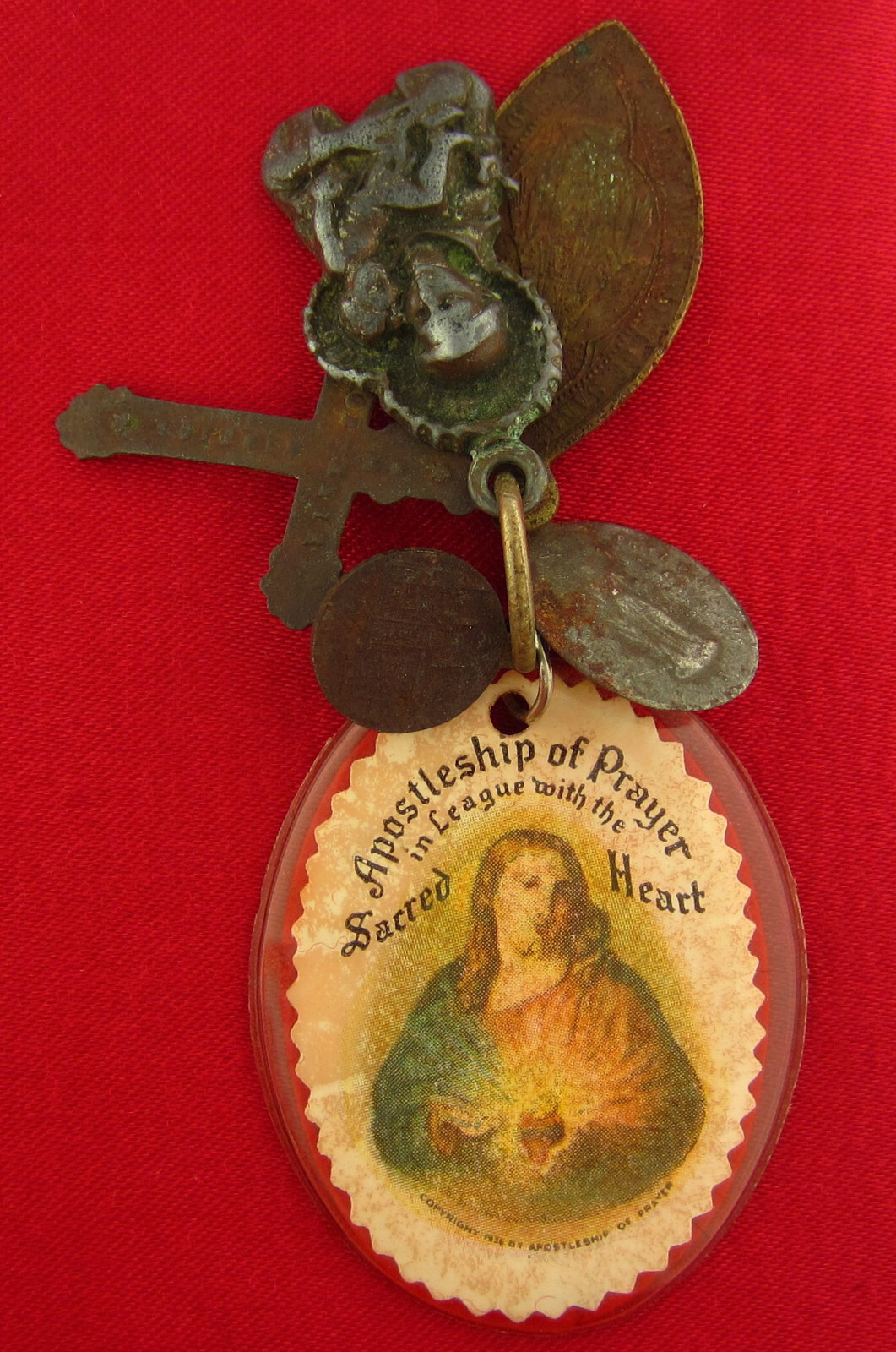 Vintage Religous Medals MARY JESUS SAINT ANTHONY Medals SACRED HEART BADGE