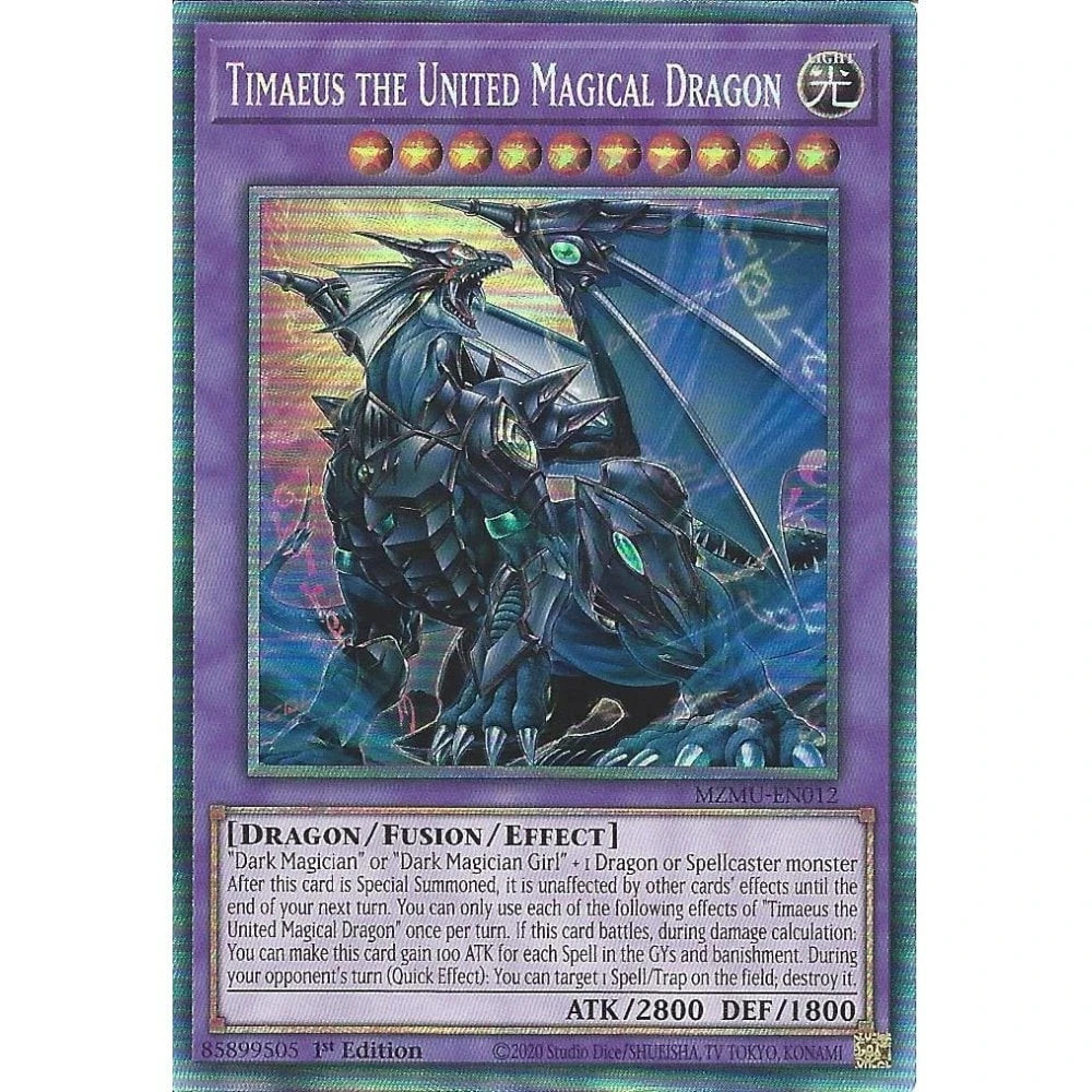 MZMU-EN012 Timaeus the United Magical Dragon : Collector\'s Rare : 1st Edition