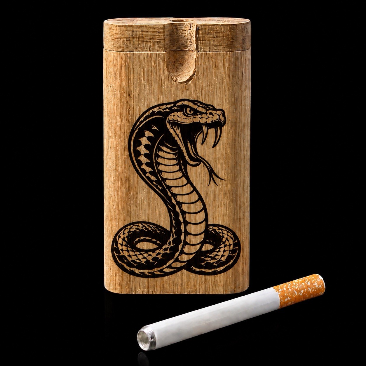 Walnut Wooden Dugout 4x2” w/ Metal One Hitter Pipe | Choose Engraved Design