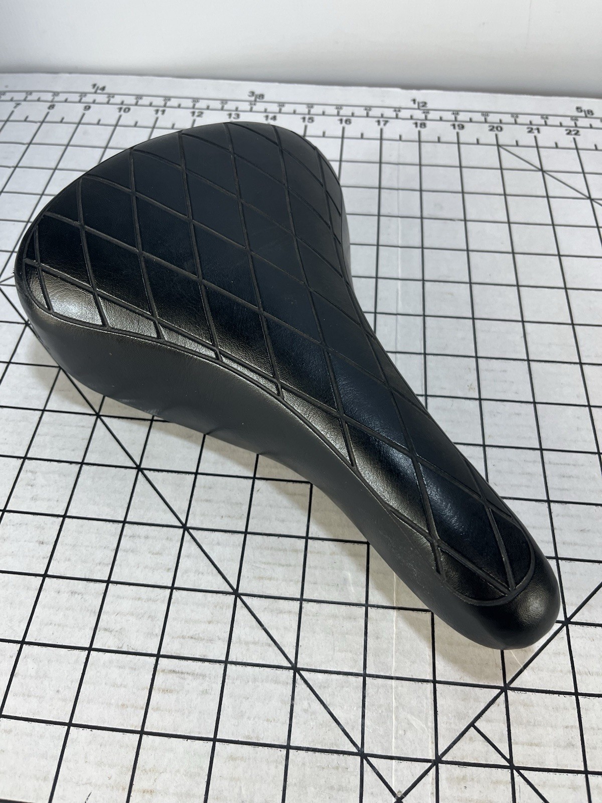 Vintage Viscount Black BMX Seat Quilted Diamond Pattern w/ Mounting Bracket