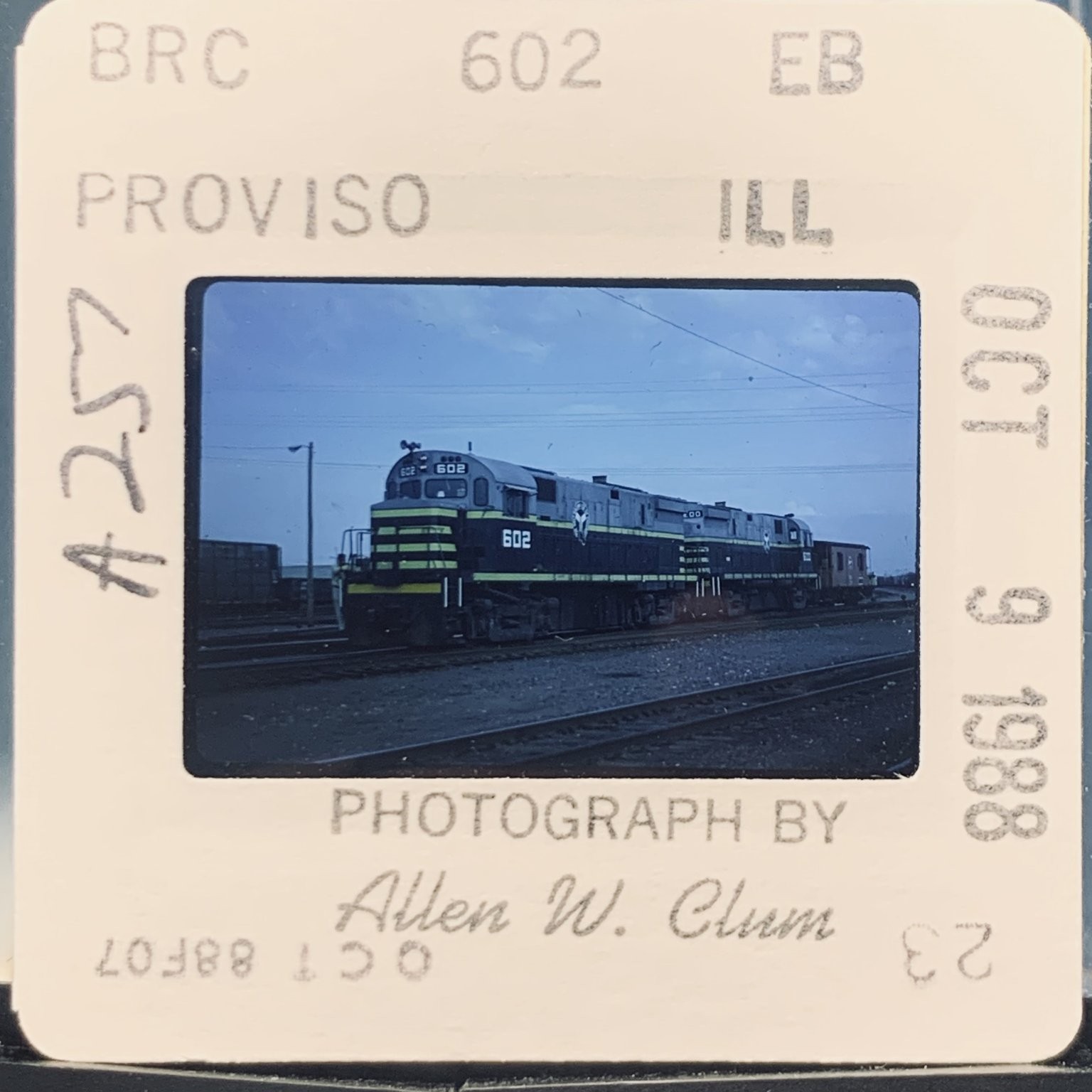 BRC 602 Diesel Locomotive Train Slide Proviso IL 1988 Allen W. Clum Railroad