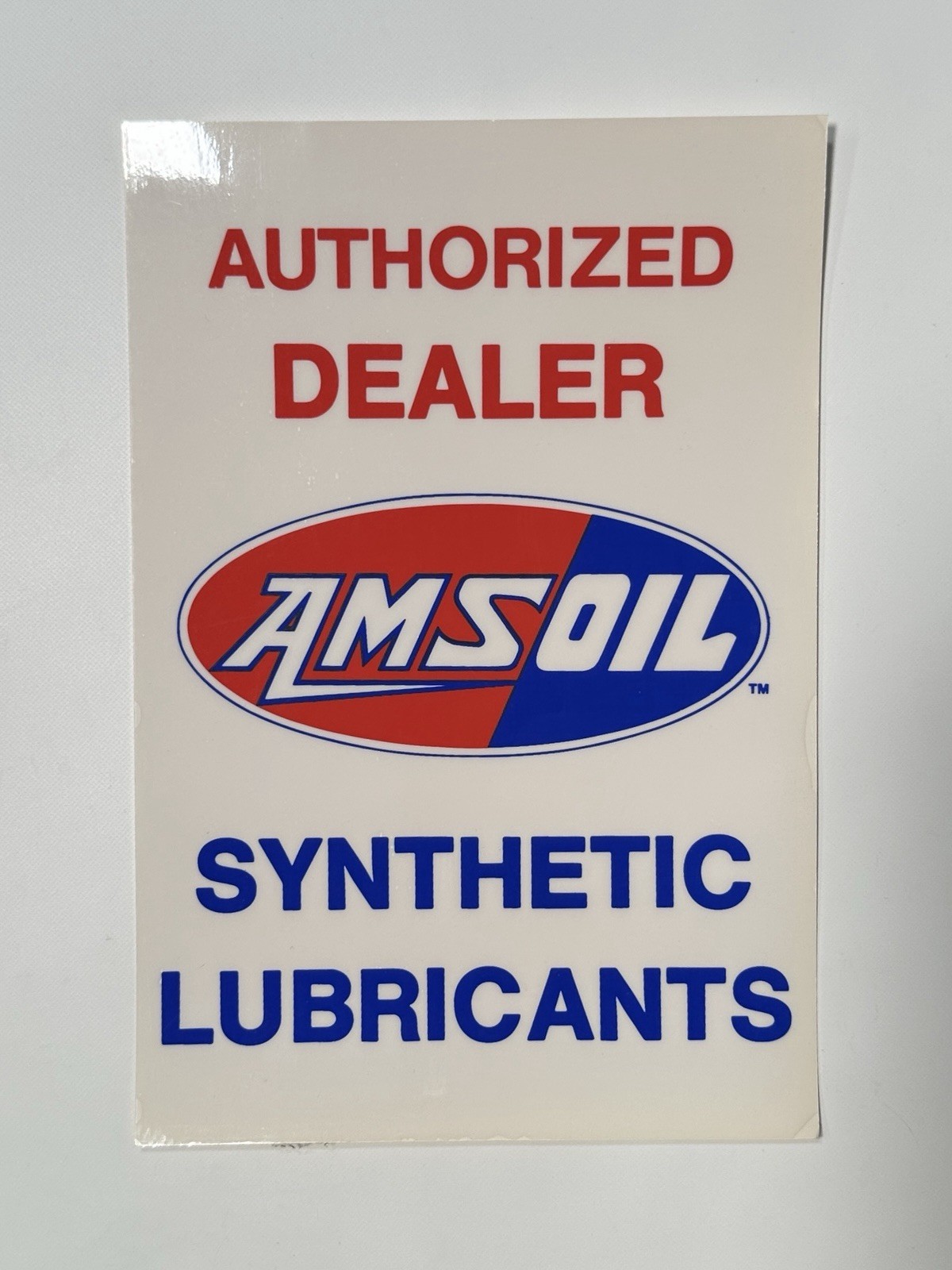 Vintage Amsoil Synthetic Lubricants Authorized Dealer Window Cling Sign 7x10”