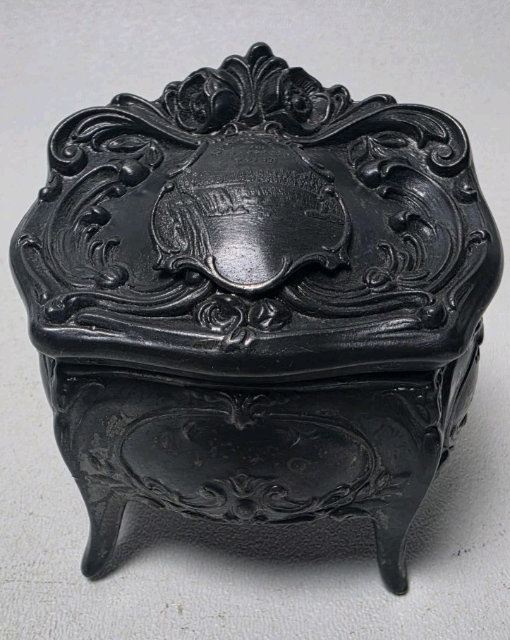 Antique Jennings Brothers Jewelry Casket Art Nouveau Trinket Niagra Fall JB 1298