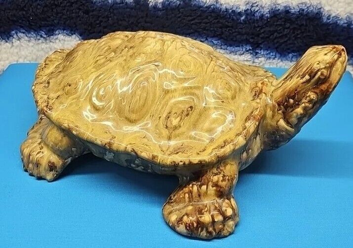 Vintage 1969 Brown Ceramic Turtle 11x8inches 4-1/2inc Tall  