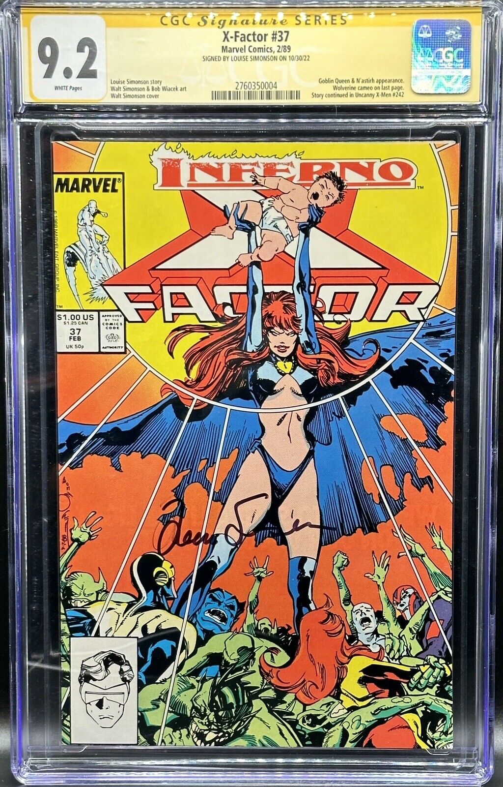 X-Factor #37 CGC SS 9.2 ~ Goblin Queen Signed By Louise Simonson