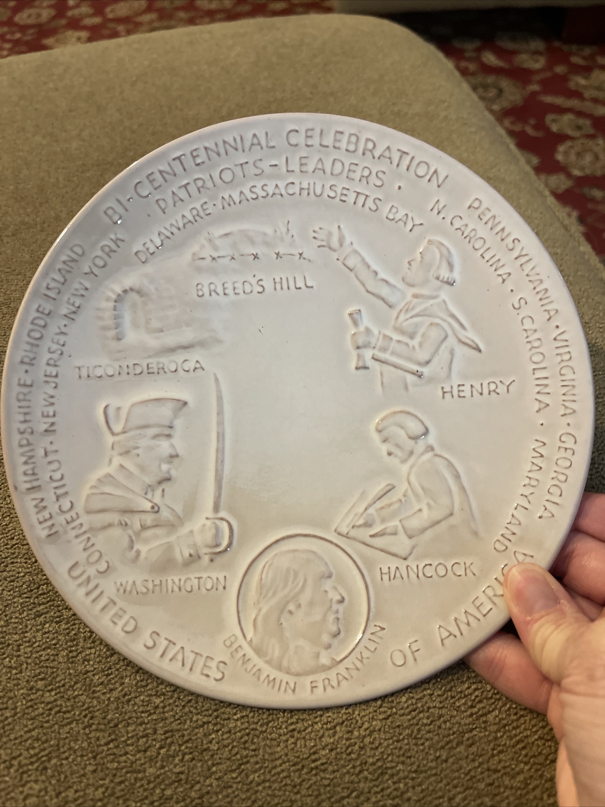 Vintage Frankoma Bi-Centennial Celebration Patriots-Leaders Plate (CT)