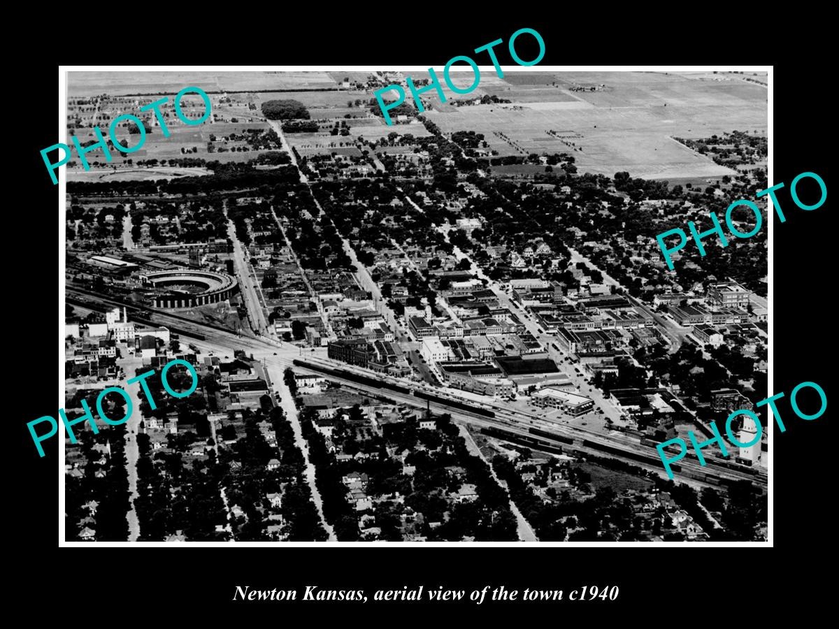 Newton Kansas Aerial View Of The Town c1940 Old Large Historic Photo