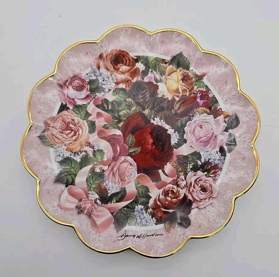 Victorian Rose Bouquet Franklin Mint Plate By David Williamson Numbered Signed