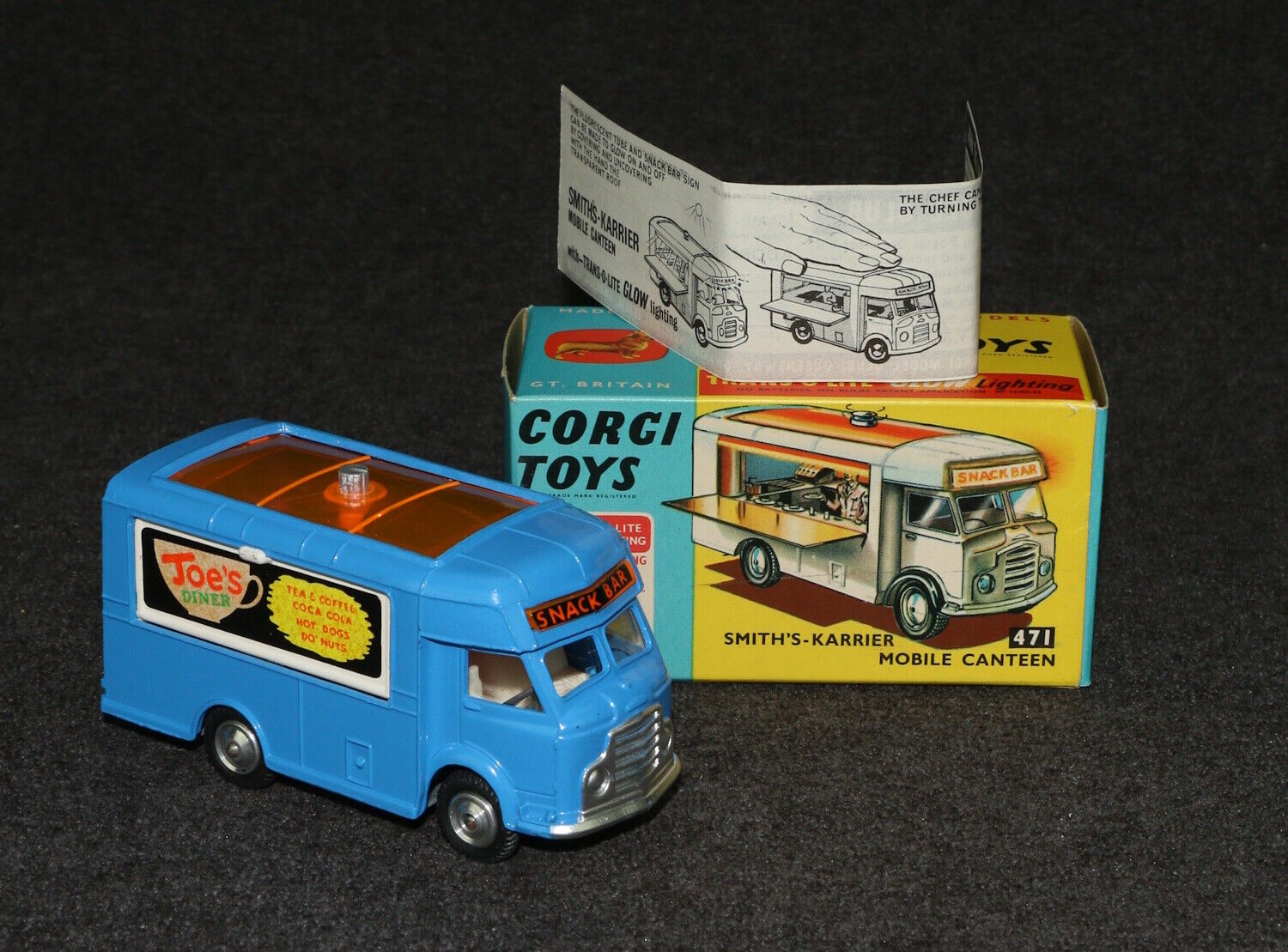 Corgi #471 Smith\'s-Karrier Mobile Canteen Blue Camper MIB