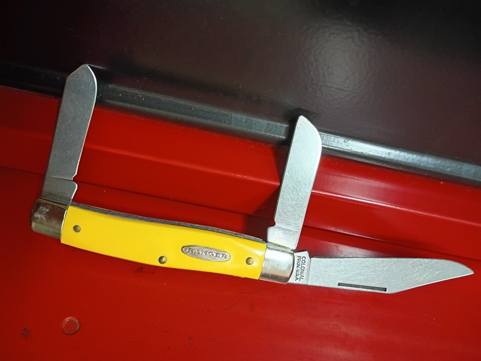 VINTAGE RANGER ULTRA HONED 3 BLADE POCKET KNIFE,PATENT 1967,PROV USA,NICE