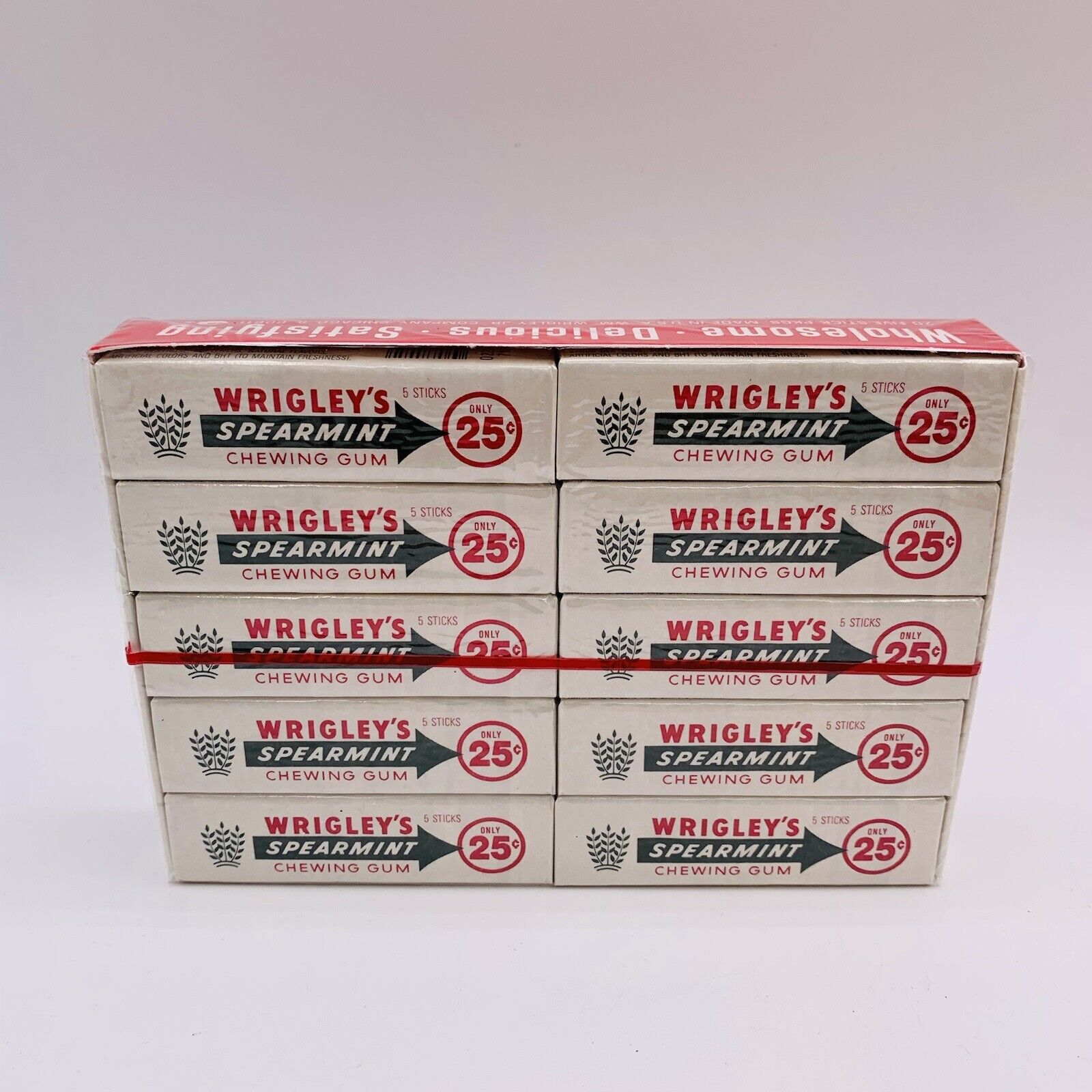 Vintage Wrigleys Spearmint Chewing Gum SEALED CASE OF 20 PACKS 1980s 25 Cents