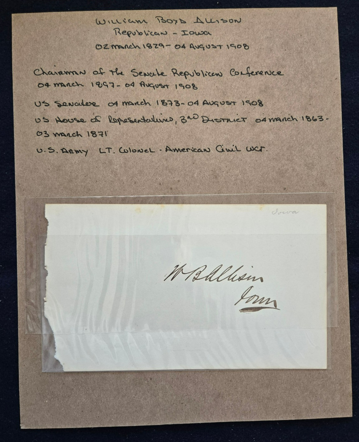 William Boyd Allison U.S. Senate House of Representatives Civil War 