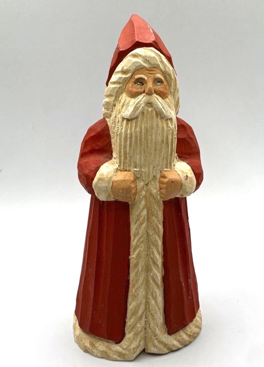 Vtg James Haddon Carved Signed Wood Santa Claus Folk Art Christmas Figurine