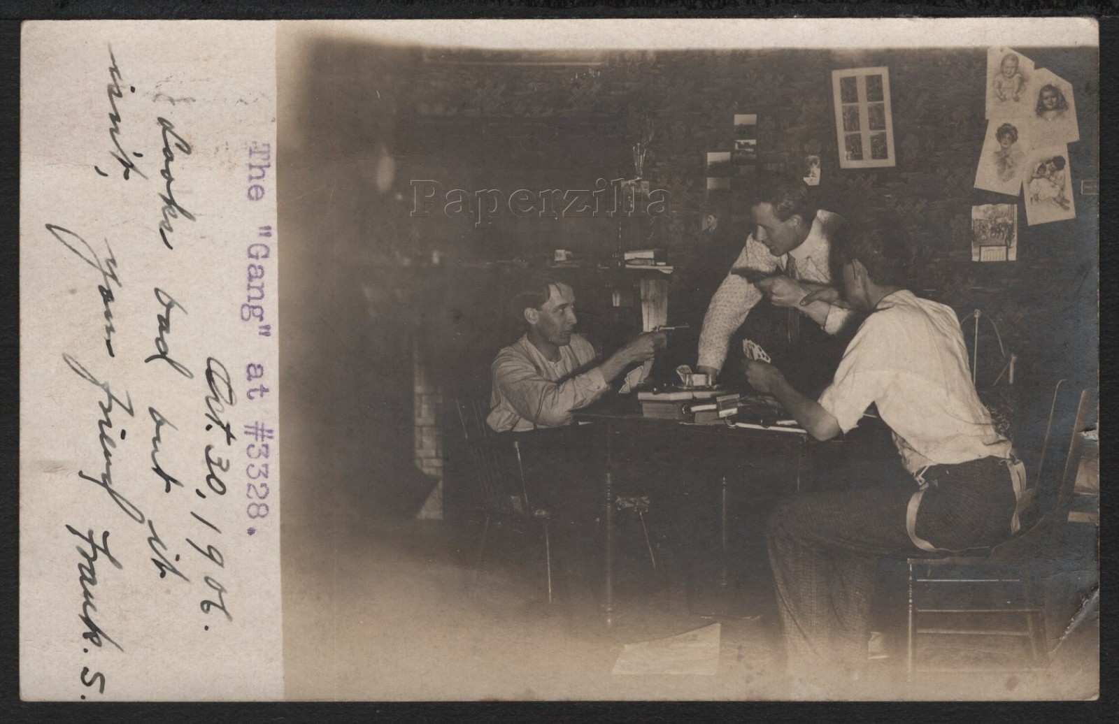 IL Chicago RPPC 1906 COWBOY BAR GUNFIGHT over CARD GAME The Gang ooak