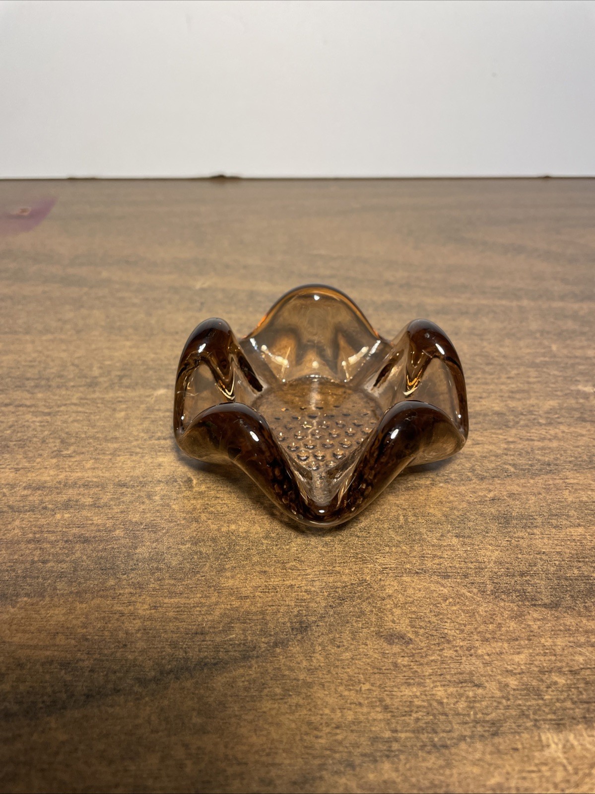 Vintage Glass Small Ashtray Textured Bottom