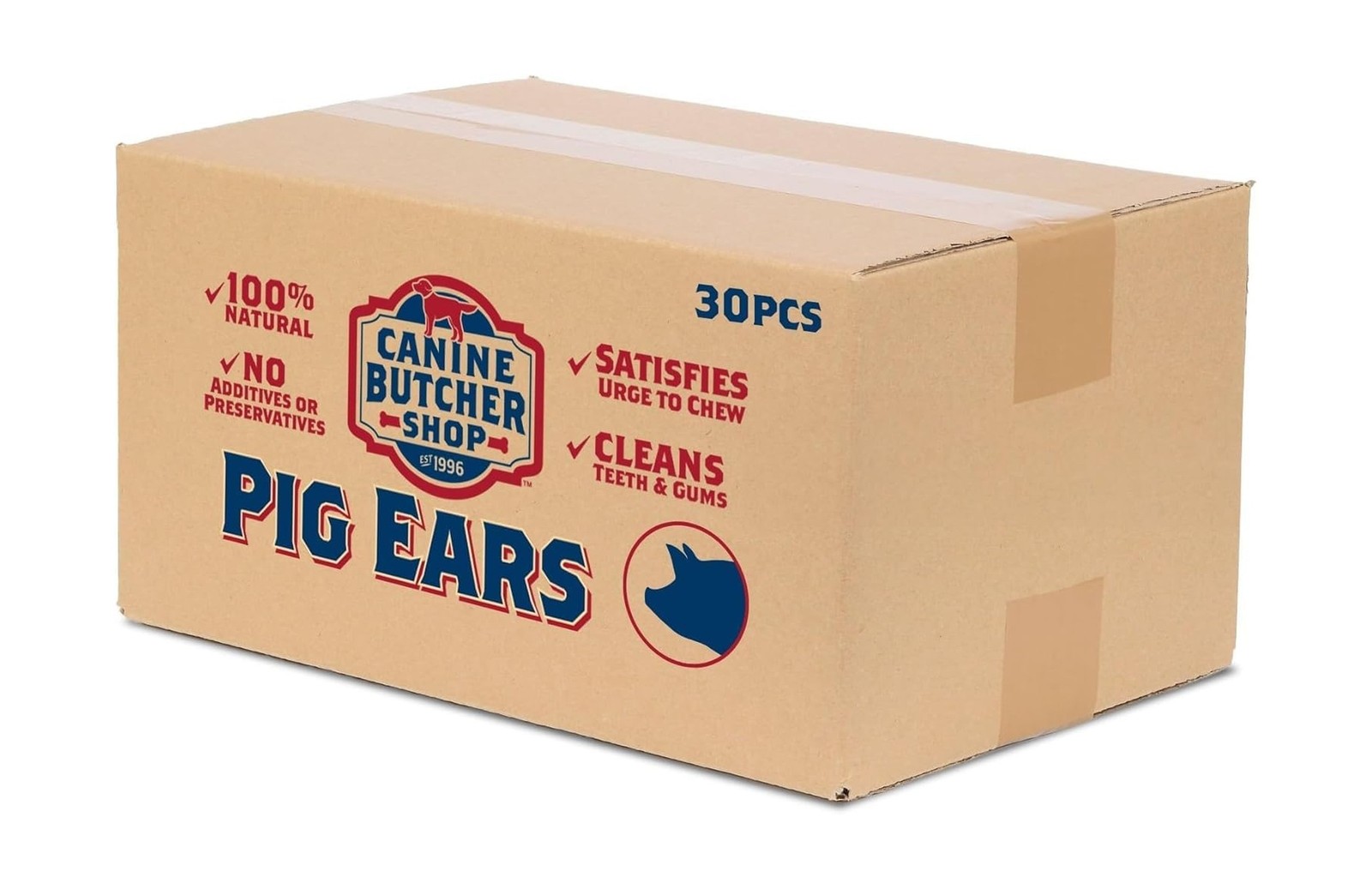 Large Pig Ears for Dogs, All-Natural Dog Chews, 30 Ct 30 Count (Pack of 1)