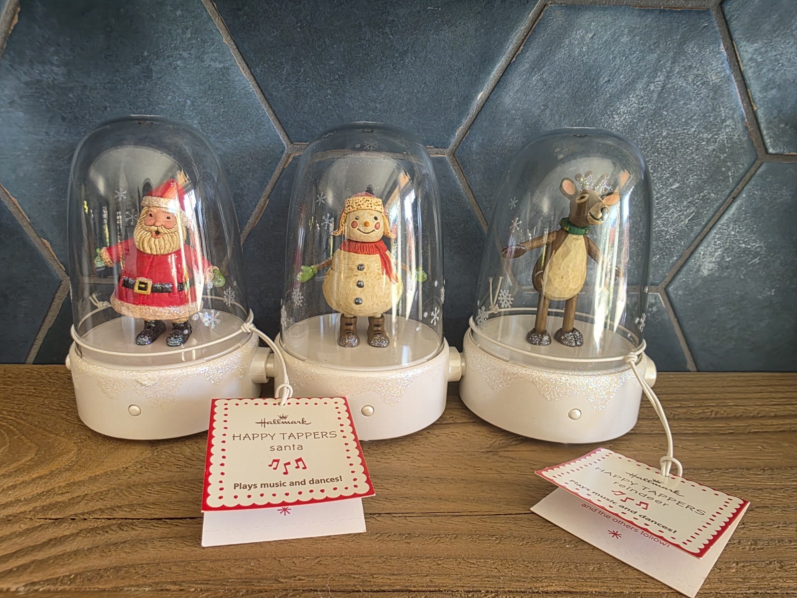 Vintage Hallmark Happy Tappers 2008 Set Of 3 Santa Reindeer Snowman NWT Vintage Hallmark Happy Tappers 2008 Set Of 3 Santa Reindeer Snowman NWT
