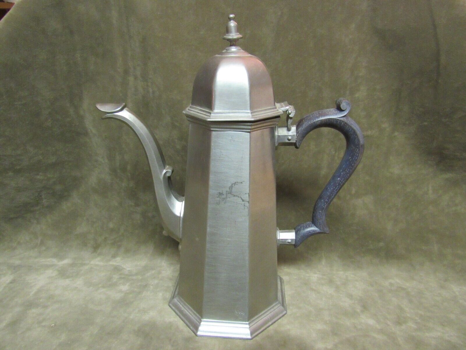 Vintage Gorham Pewter Metal Octette Octagon Tall Coffee Pot w/Resin Handle