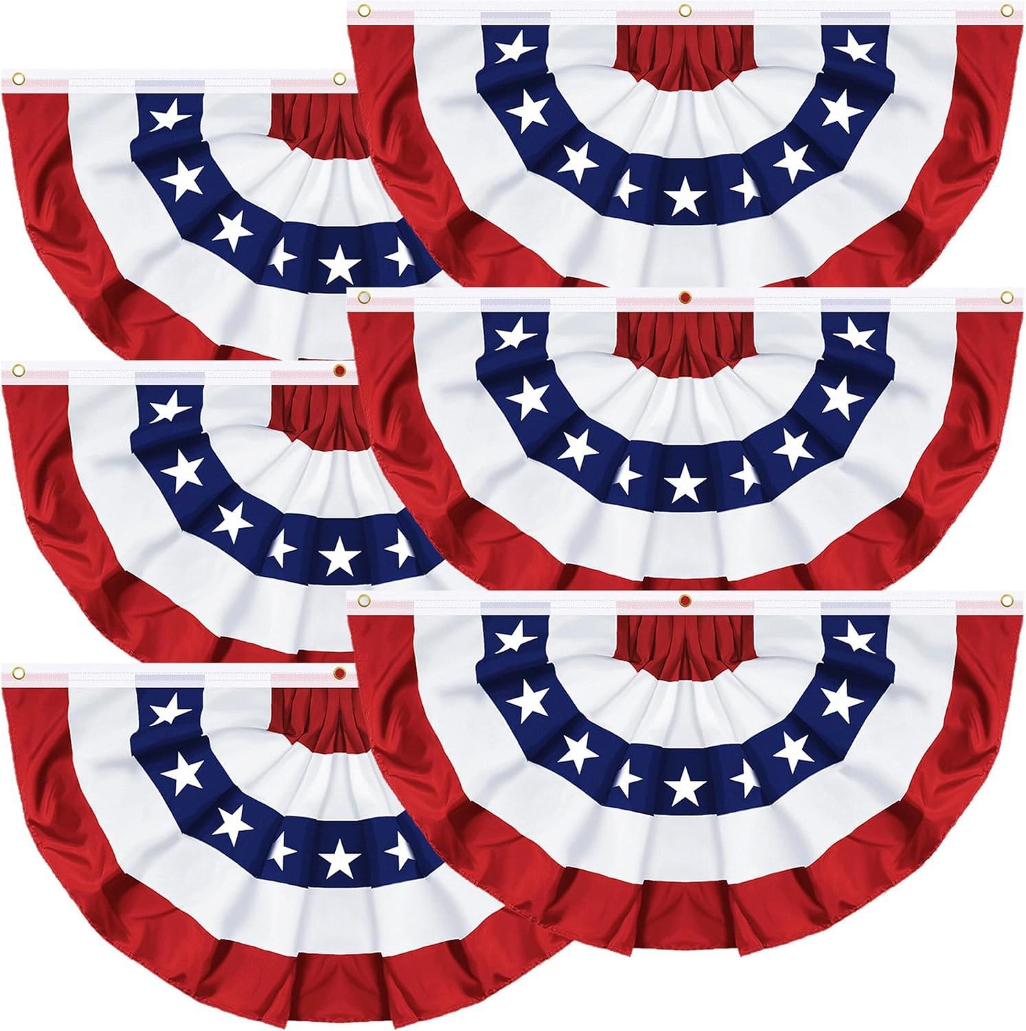Regteb 6 Pack 1.5X3 Ft Usa Pleated Fan Flag American Bunting Flag Patriotic